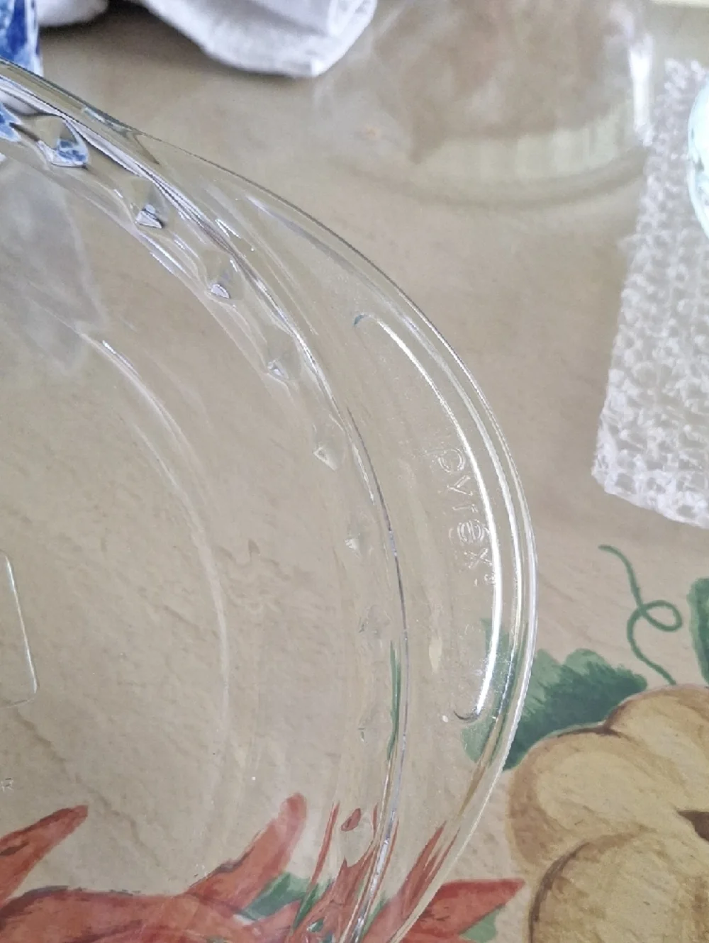 Pyrex Vintage Clear Glass Round  Pie Dish  with Handles